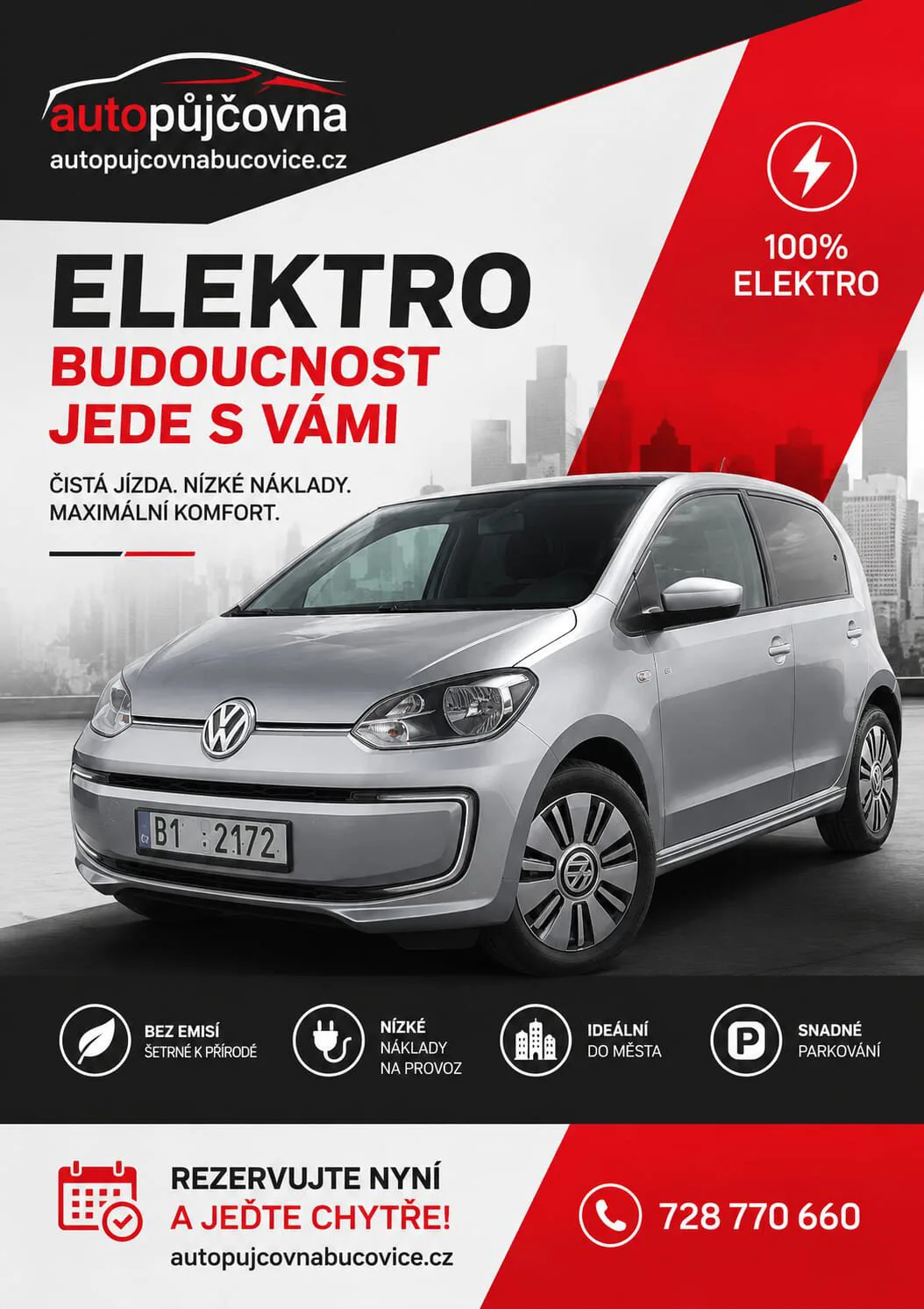 Elektromobil VW Up! z nabídky Autopůjčovny Bučovice